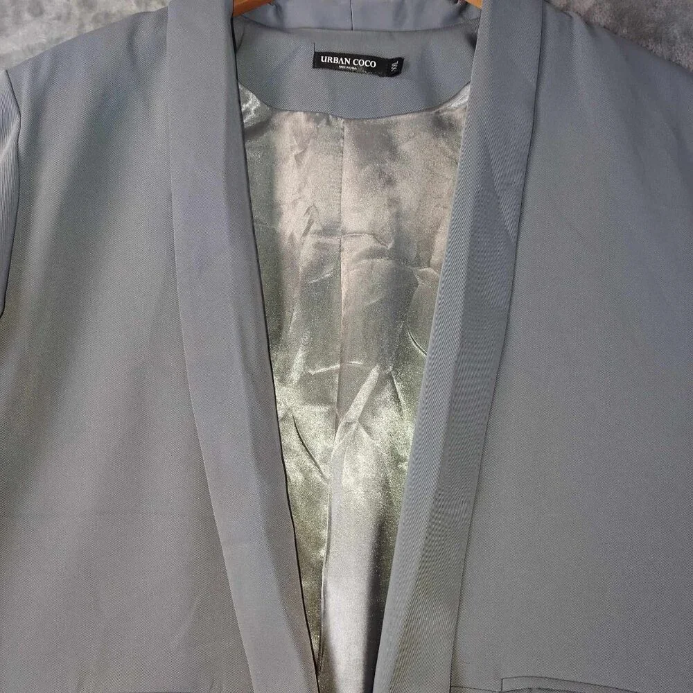 Urban Coco Womens XXL Grey Sophisticated Old Money Vintage Elegant Church Jacket